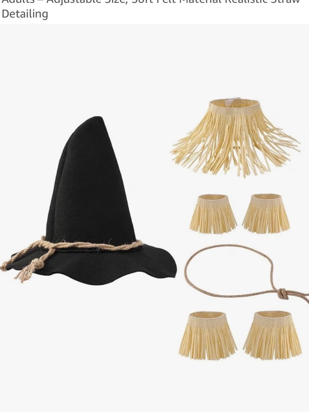 Classic Scarecrow Hat Straw Kit for Adults – Adjustable Size, Soft Felt Material
